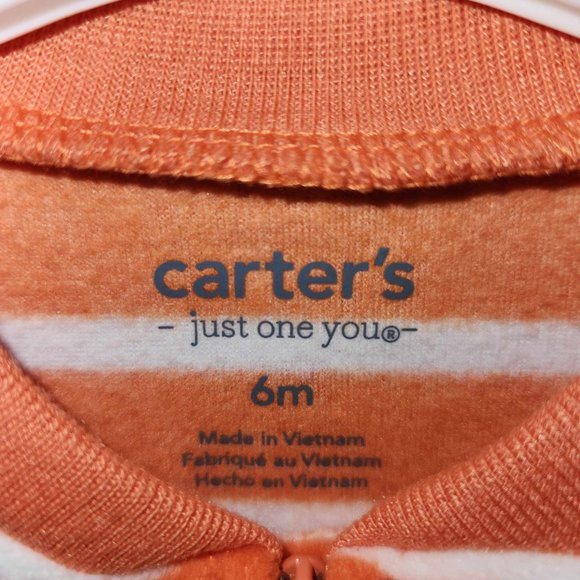 Carters Baby Pumpkin One Piece Zip Up Pajamas - Size 6m - NWT - Picture 3 of 3